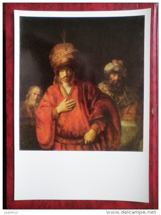 Painting by Rembrandt - David and Uriah , 1665 - maxi card - dutch art - 1973 - unused - JH Postcards