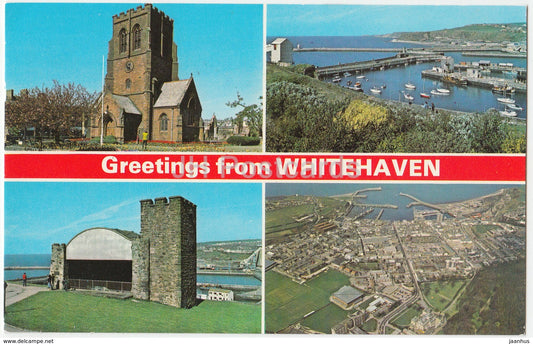 Greetings from Whitehaven - multiview - St. Nicholas Church - Harbour - 1987 - United Kingdom - England - used - JH Postcards