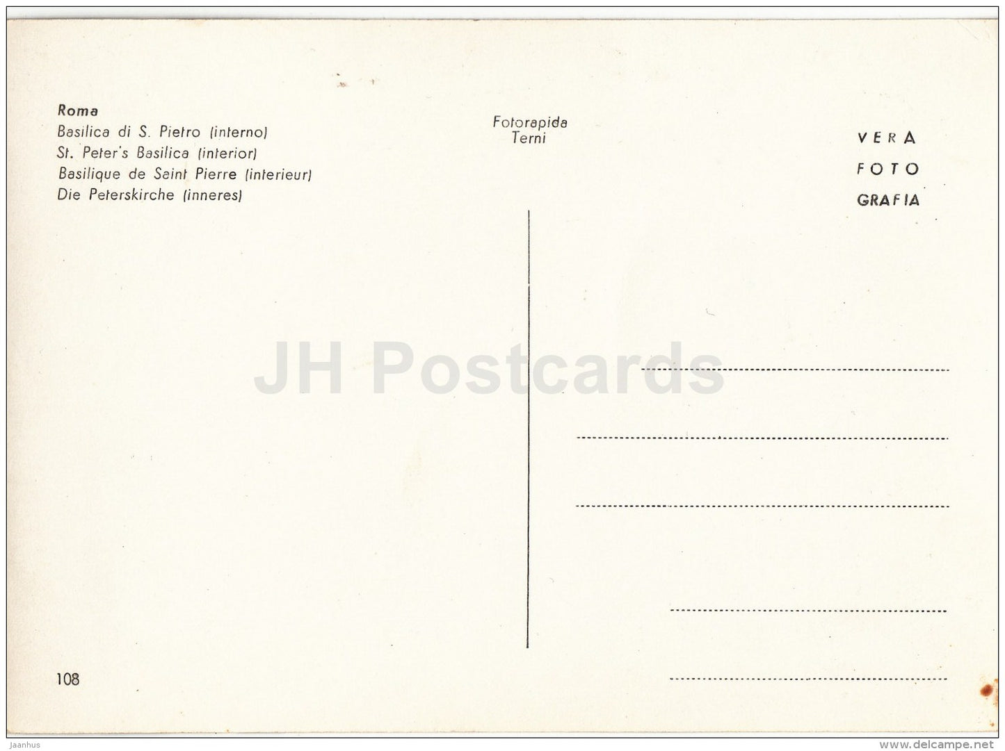 Basilica di S. Pietro (interno) - St. Peter´s Basilica (interior) - Rome - Roma - 108 - Italy - Italia - unused - JH Postcards