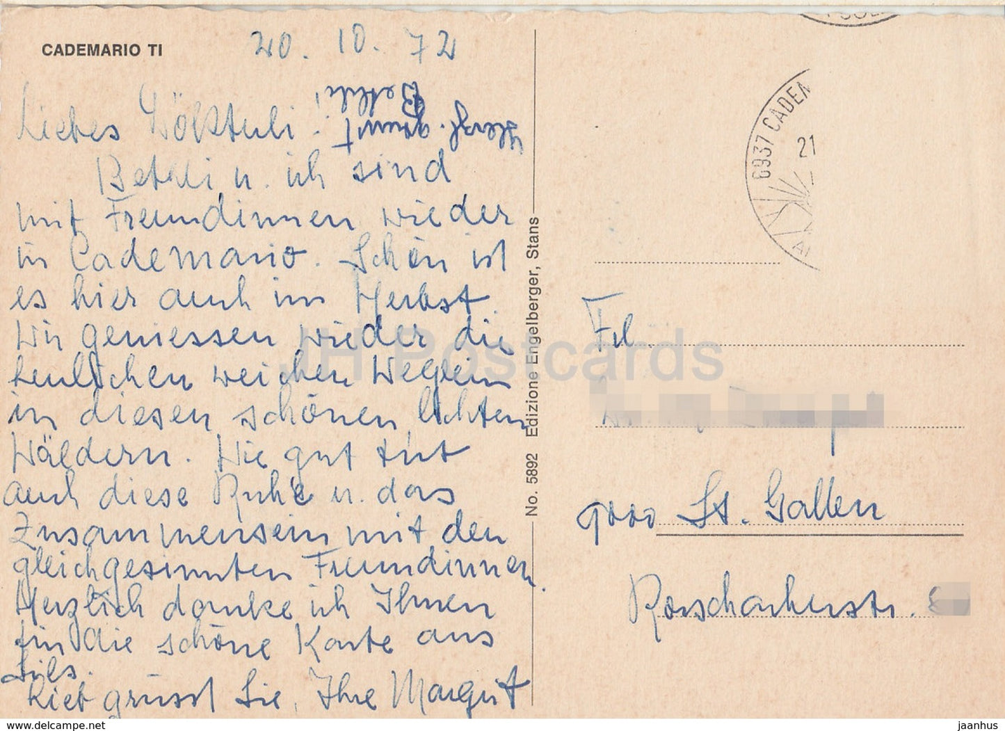 Cademario TI - 5892 - 1972 - Suisse - occasion