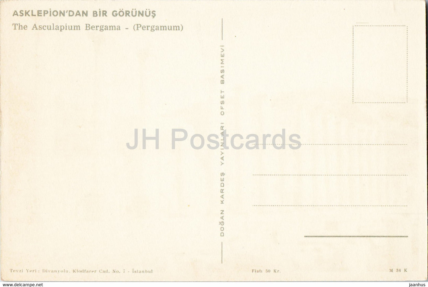 L'Asculapium Bergama - Pergame - monde antique - carte postale ancienne - Turquie - inutilisé