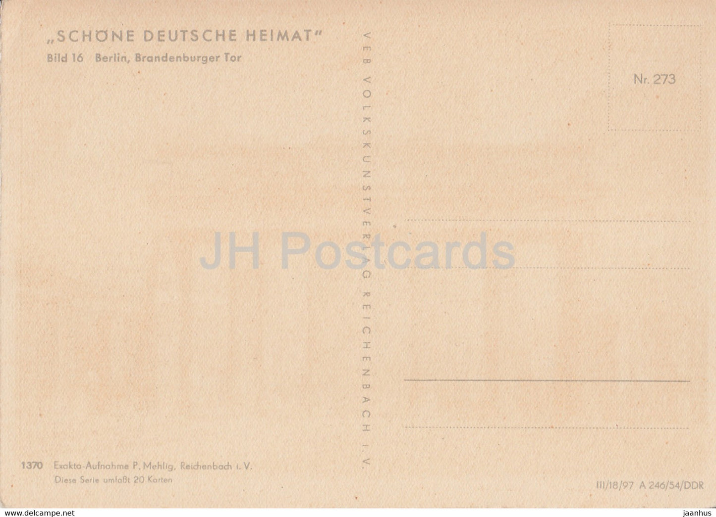 Berlin - Branderburger Tor - Schone Deutsche Heimat - 9 - Allemagne DDR - inutilisé