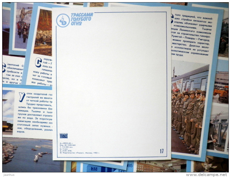 Urengoy-Pomary-Uzhgorod pipeline construction - gas - set of 18 large format cards - 1983 - Russia USSR - u - JH Postcards