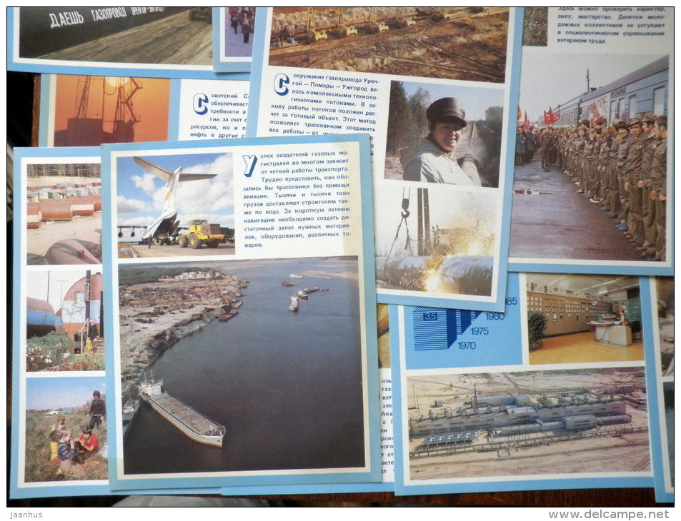 Urengoy-Pomary-Uzhgorod pipeline construction - gas - set of 18 large format cards - 1983 - Russia USSR - u - JH Postcards