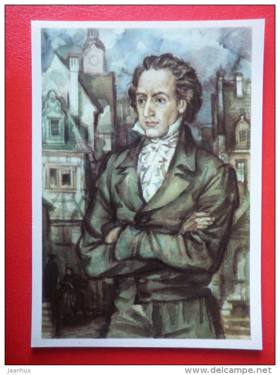 illustration by Y. Ivanov - Johann Wolfgang von Goethe - World dramatists - 1981 - Russia USSR - unused - JH Postcards