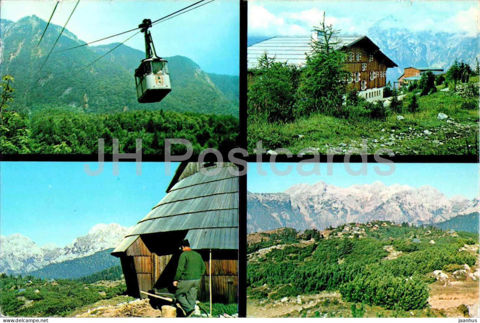 Velika Planina 1666 m - hotel Simnovec in zicnice - cable car - multiview - 1972 - Yugoslavia - Slovenia - used - JH Postcards