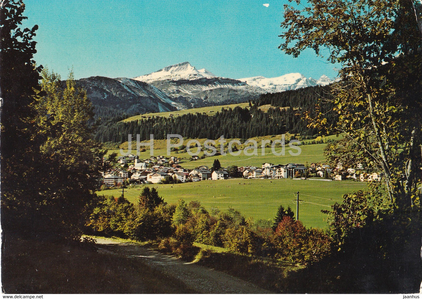 Flims Dorf gegen Piz Grisch - Tschingelhorner - 7283 - 1980 - Switzerland - used - JH Postcards