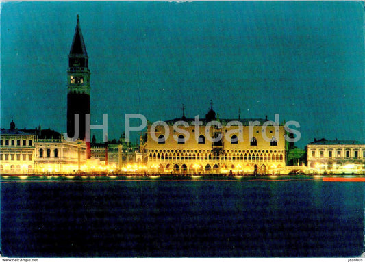Venezia - Venice - Bacino S Marco - Notturno - St Marcus Basin - Nocturn - 415 - 1965 - Italy - used - JH Postcards