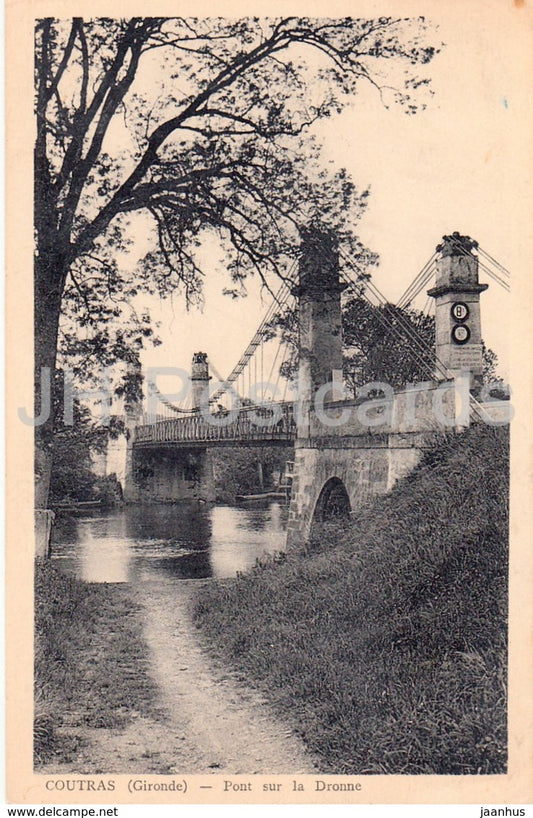 Coutras - Pont sur la Dronne - bridge - 1938 - old postcard - France - used - JH Postcards