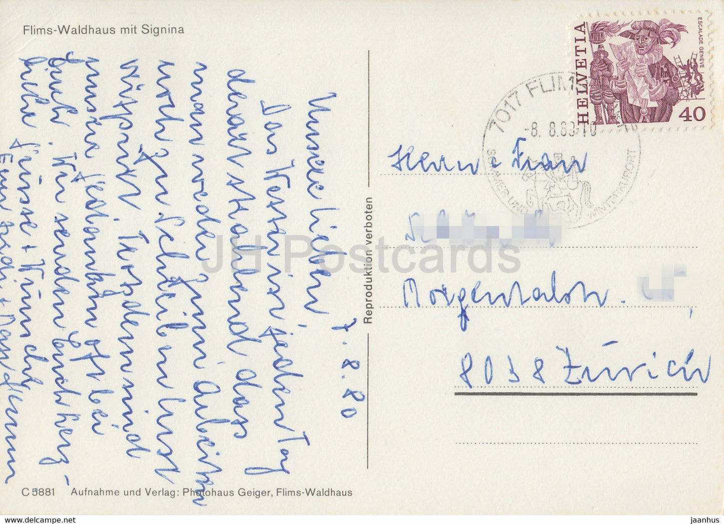 Flims Waldhaus mit Signina - 1980 - Switzerland - used