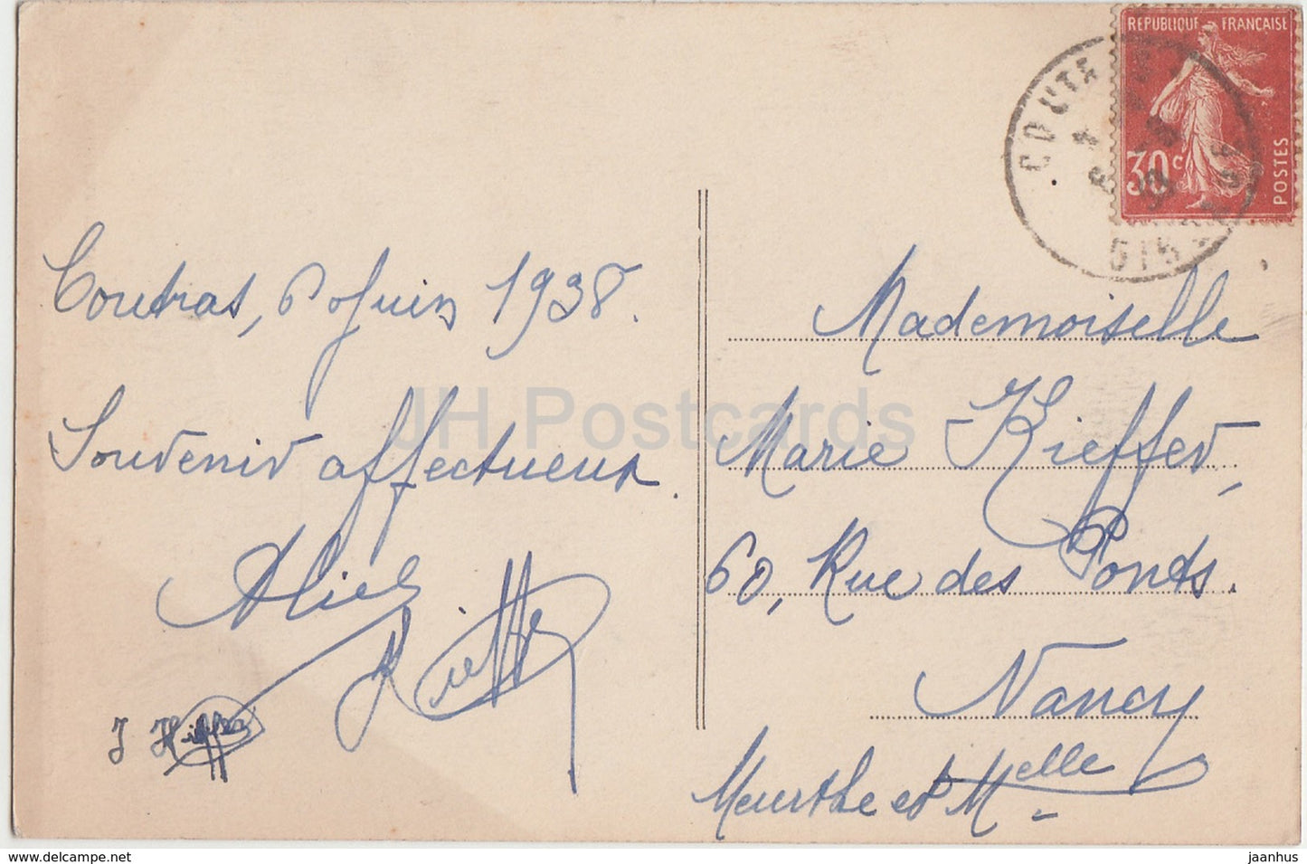 Coutras - Pont sur la Dronne - pont - 1938 - carte postale ancienne - France - occasion