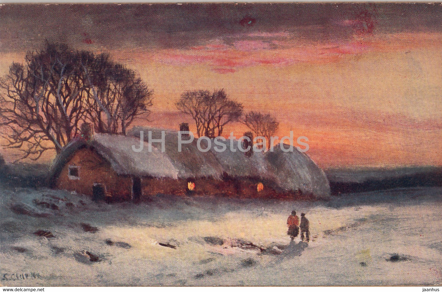 Christmas Greeting Card -  illustration Panel Greeting Card Faulkner & Co - old postcard - 1927 - United Kingdom - used - JH Postcards