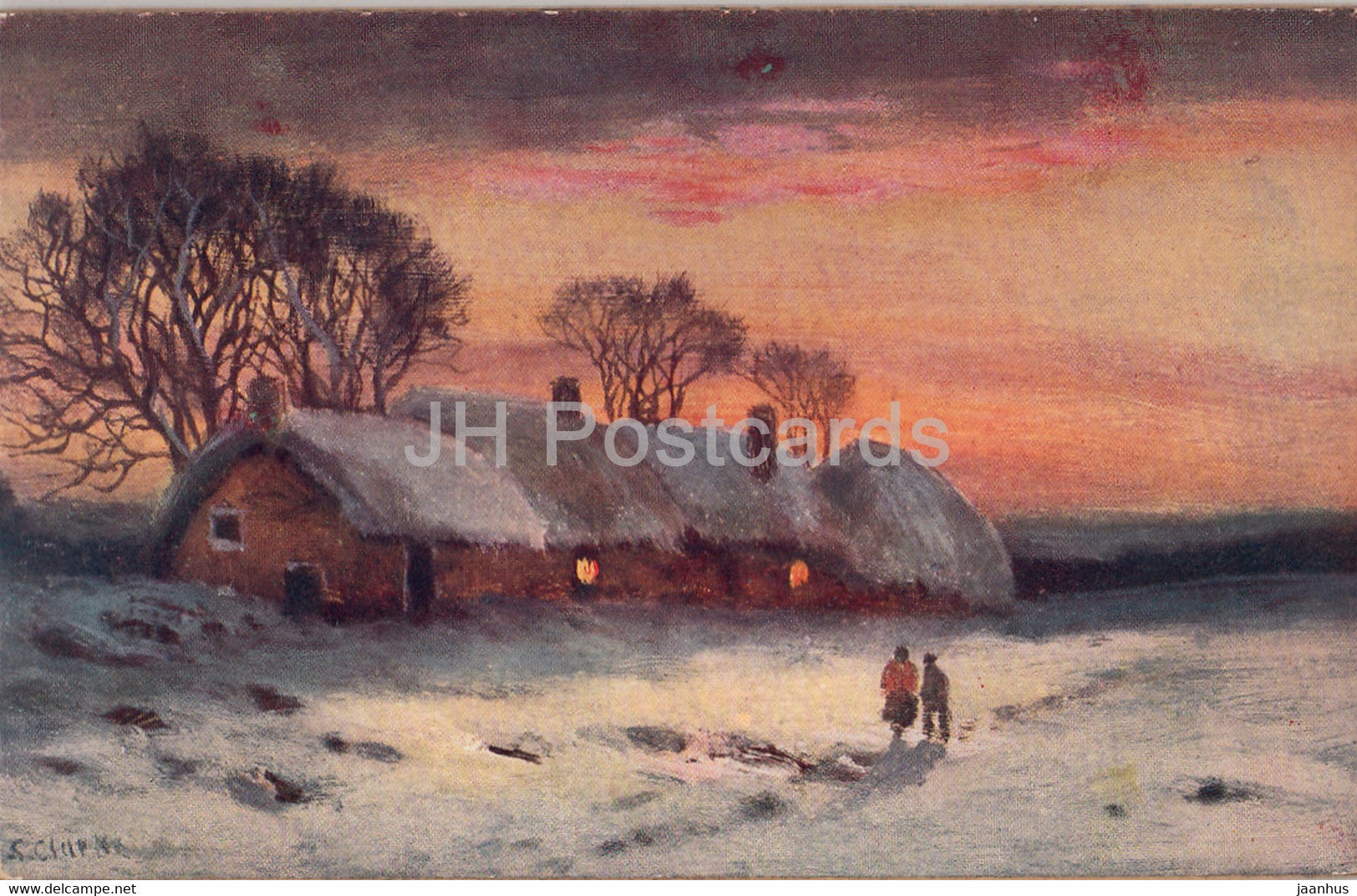 Christmas Greeting Card -  illustration Panel Greeting Card Faulkner & Co - old postcard - 1927 - United Kingdom - used - JH Postcards