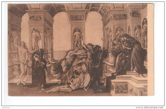 painting by Boticelli - La Calunnia - Calumny of Apelles - UMF - 155 - old postcard - Italy - unused - JH Postcards