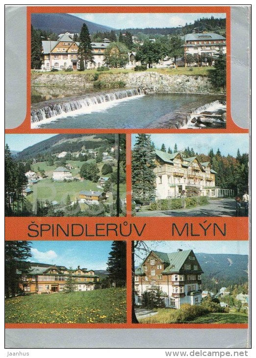Špindleruv Mlýn - center - view -hotel Savoy - convalescent home - Czechoslovakia - Czech - used in 1980 - JH Postcards