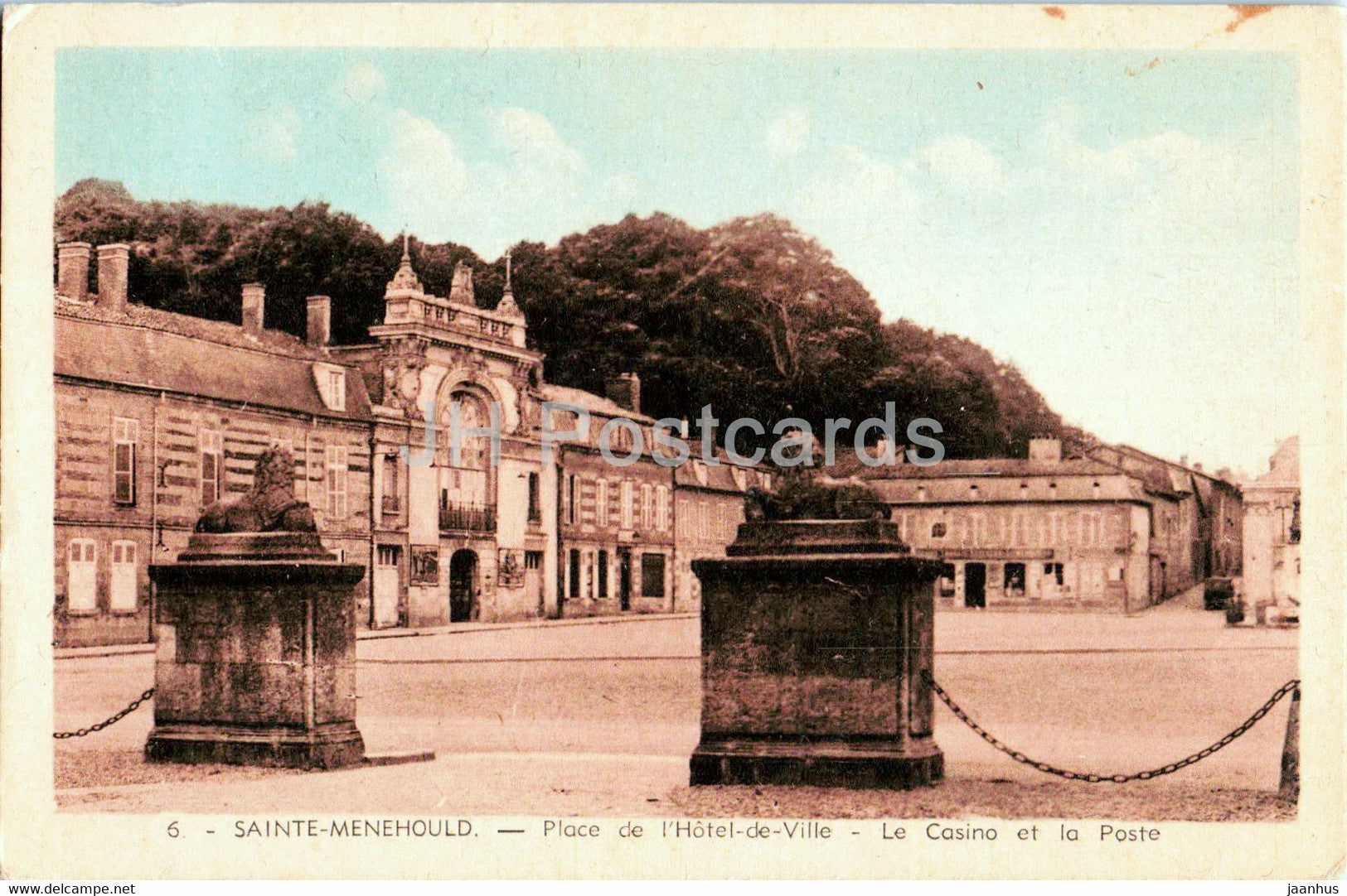 Sainte Menehould - Place de l'Hotel de Ville - Le Casino et la Poste - 6 - old postcard - France - used - JH Postcards