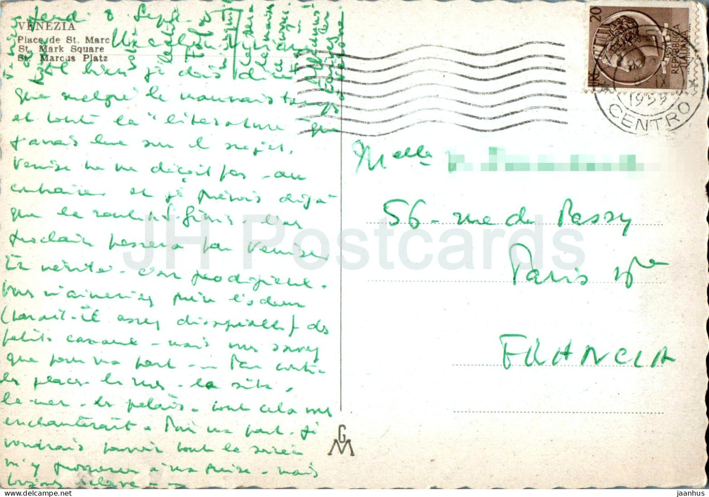 Venezia - Venice - Piazza S Marco - Il volo del colombi - St Mark Square - 329 - old postcard - 1955 - Italy - used