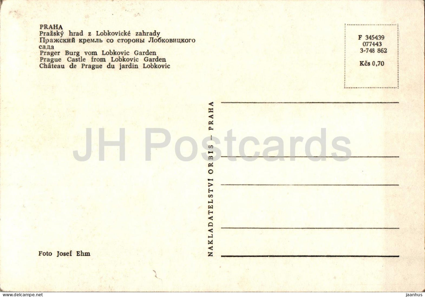 Praha - Prague - Château de Prague depuis le jardin Lobkovic - République tchèque - Tchécoslovaquie - inutilisé