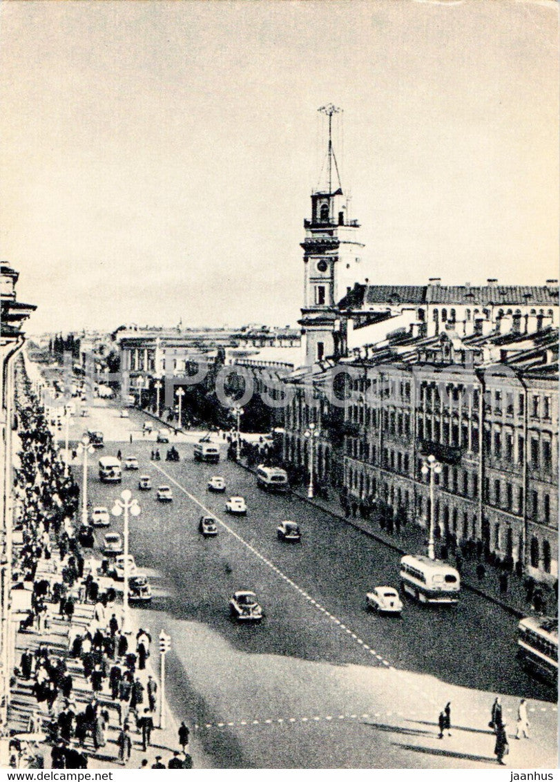 Leningrad - St Petersburg - Nevsky avenue - prospekt - old postcard - 1957 - Russia USSR - unused - JH Postcards