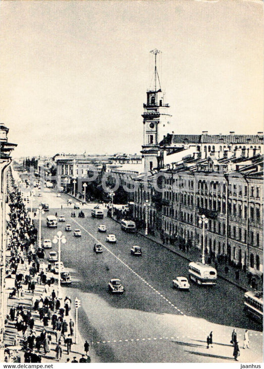 Leningrad - St Petersburg - Nevsky avenue - prospekt - old postcard - 1957 - Russia USSR - unused - JH Postcards