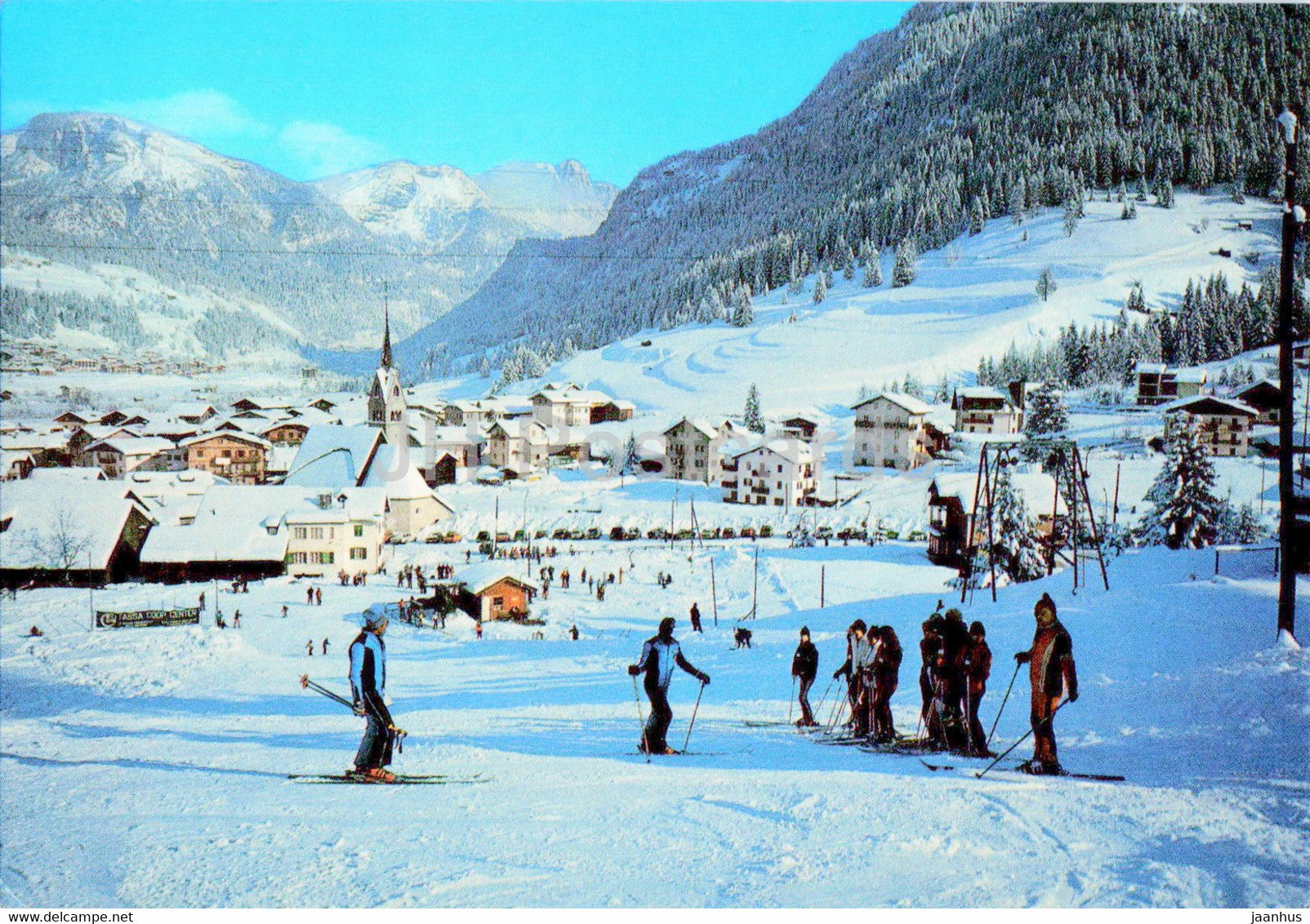 Dolomiti - Valle di Fassa - Pozza di Fassa - Campi di sci e panorama - skiing - 1987 - Italy - used - JH Postcards