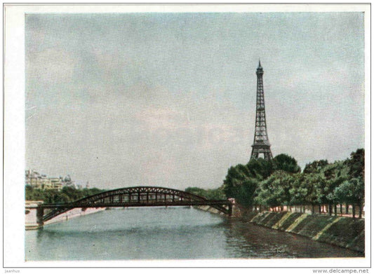 view at the Eiffel Tower - Seine river - Paris - European Views - 1958 - France - unused - JH Postcards