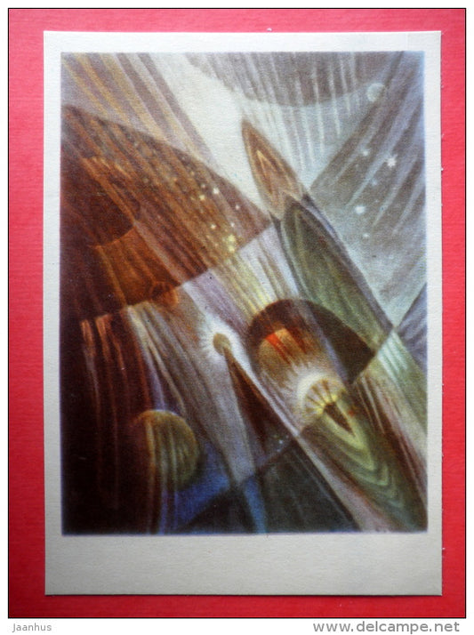 painting by Kazys Simonis - Cosmos . 1965 - space - lithuanian art - unused - JH Postcards