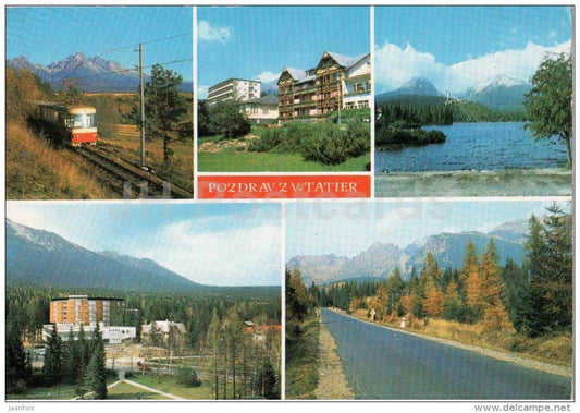 Novy Smokovec - Strbske Pleso - Park hotel - tram - Vysoke Tatry - High Tatras - Czechoslovakia - Slovakia - used 1973 - JH Postcards