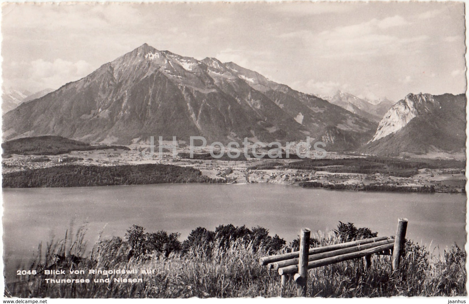 Blick von Ringoldswil auf Thunersee und Niesen - 2046 - Switzerland - 1956 - used - JH Postcards