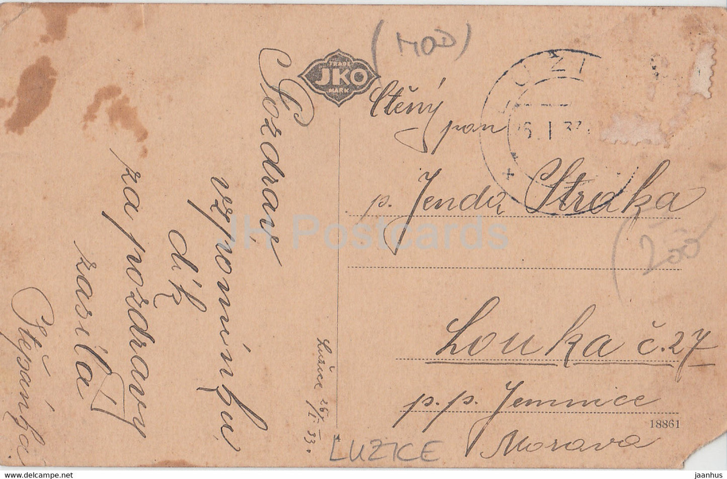 Pozdrav z Luzic - Luzice - Naves - Skola - Sklarna - alte Postkarte - 1933 - Tschechische Republik - gebraucht