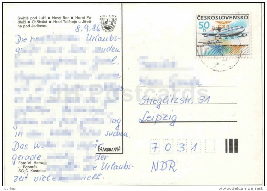 Luzicke Hory - Svetla pod Luzi - Novy Bor - Chribska - Tolstejn castle - Czechoslovakia - Czech - used 1986 - JH Postcards