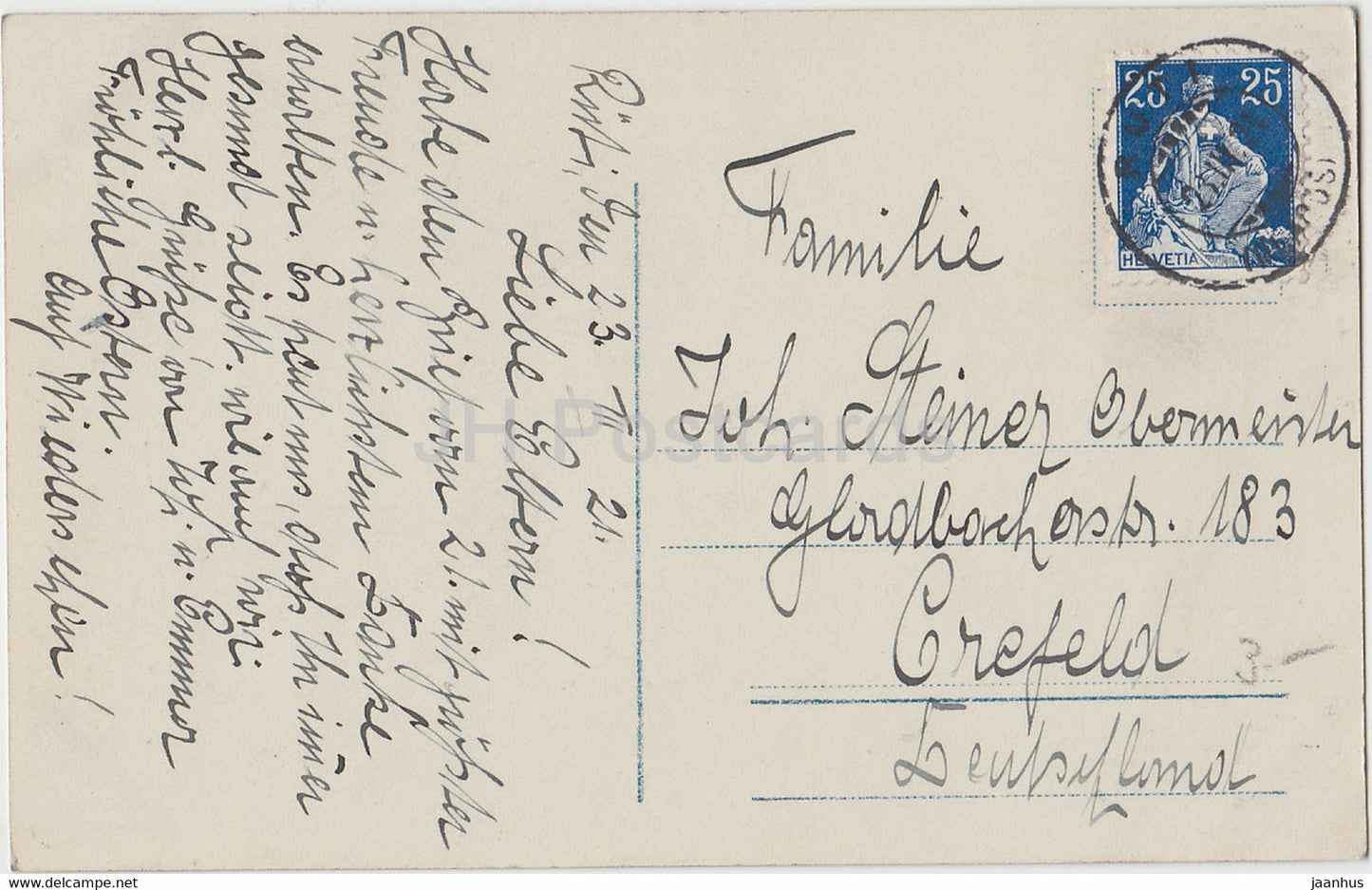 Easter Greeting Card - Herzlichen Ostergruss - boy - duck - eggs - PH 634-2 - old postcard - 1923 - Germany - used