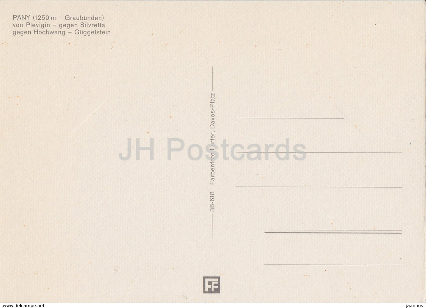 Pany 1250 m von Plevigin gegen Silvretta gegen Hochwang - Guggelstein - Switzerland - unused