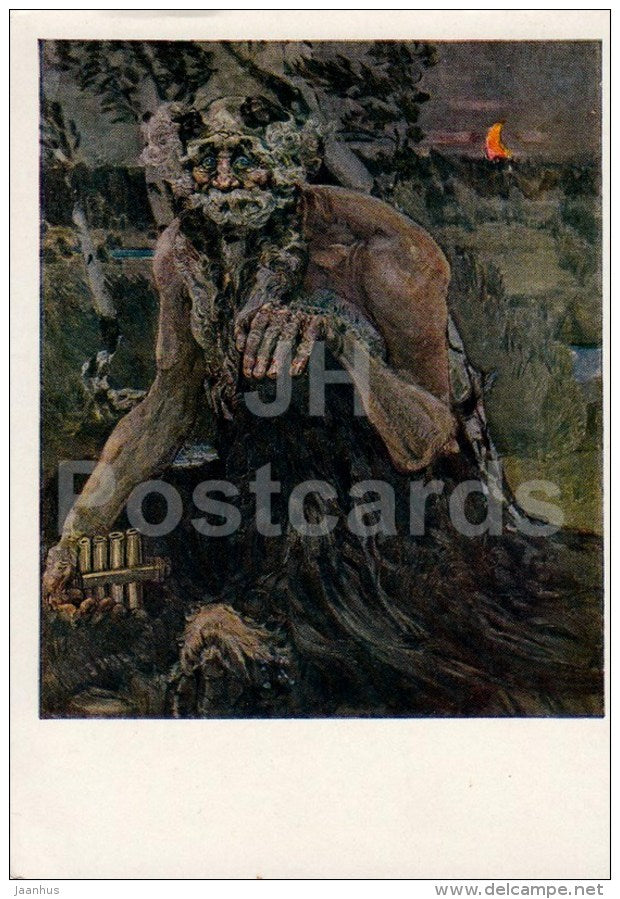 painting by M. Vrubel - Faun , 1899 - mythical creature - Russian art - 1963 - Russia USSR - unused - JH Postcards