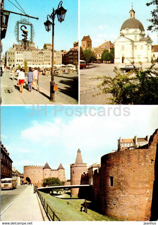 Warsaw - Warszawa - Rynek Starego Miasta - Kosciol Sakramentek - Old Town Square - multiview - Poland - unused - JH Postcards