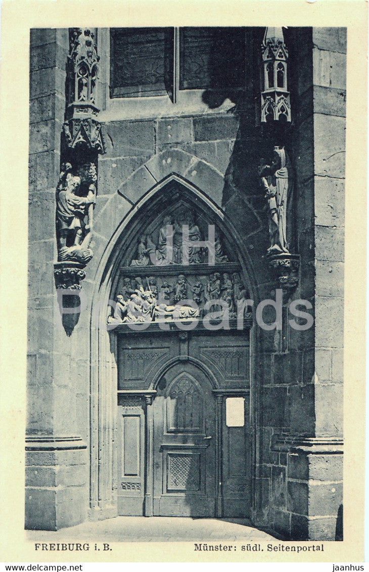 Freiburg i B - Munster - Sudl Seitenportal - cathedral - 10134 - old postcard - Germany - unused - JH Postcards