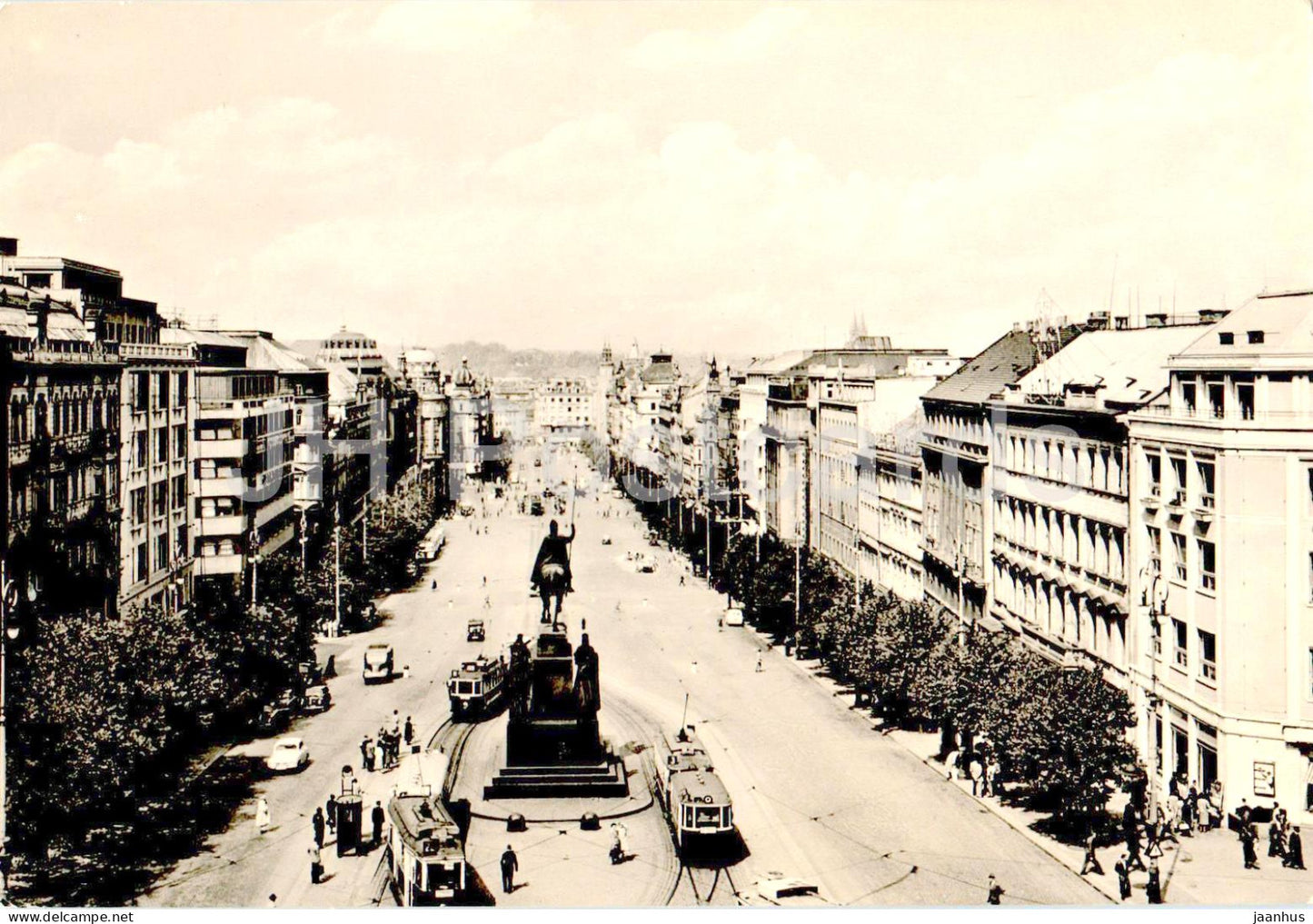 Praha - Prague - Vaclavske Namesti - Venceslas Square - tram - 1960 - Czech Republic - Czechoslovakia - used - JH Postcards
