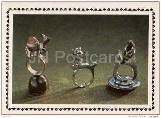 rings seals - Modern art of Russian Jewelers - 1985 - Russia USSR - unused - JH Postcards