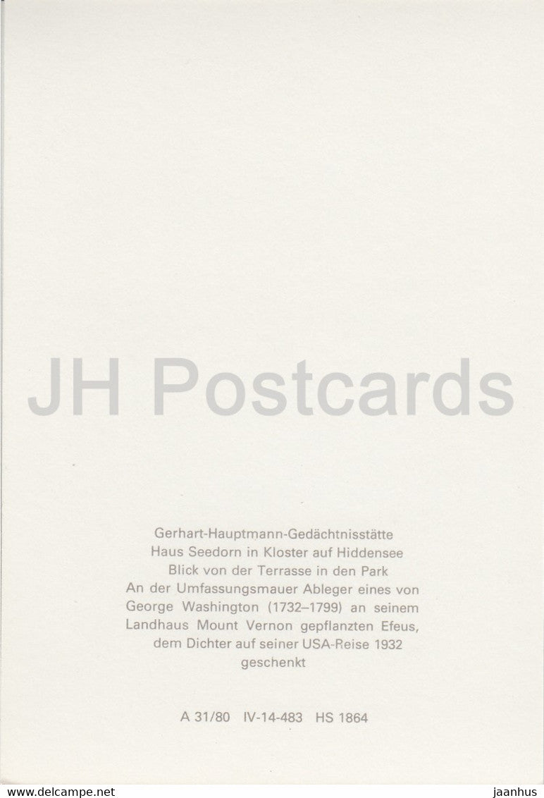 Hiddensee - Blick von der Terrasse - Gerhart Hauptmann Gedachtnisstatte - memorial - writer - DDR Germany - unused