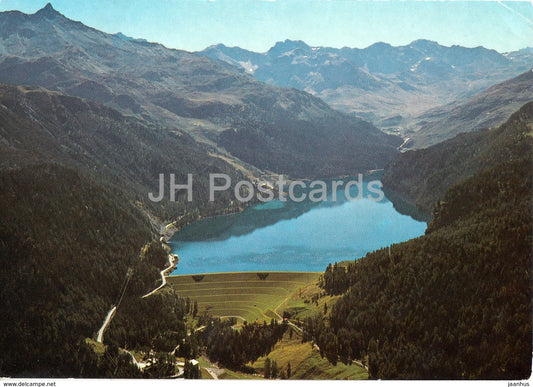 Stausee Marmorera am Julierpass 1700 m gegen Piz Nair und Piz Grevasalvas - 1974 - Switzerland - used - JH Postcards