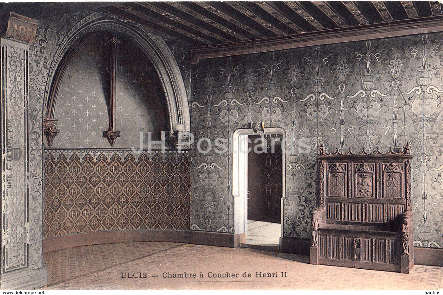 Blois - Chambre a Coucher de Henri II - castle - old postcard - France - unused - JH Postcards