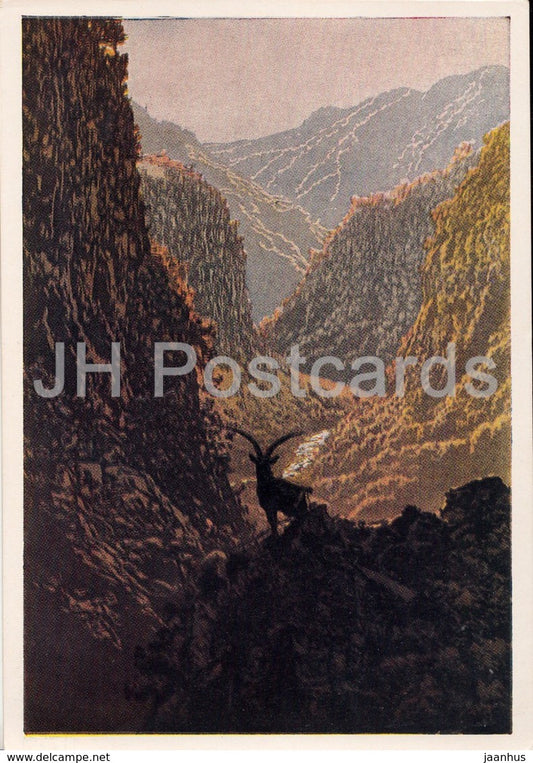 painting by P. Vaneyev - Valley of the narzan - Russian art - 1957 - Russia USSR - unused - JH Postcards