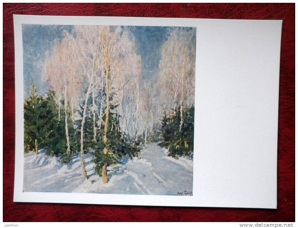 Painting by I. E. Grabar - winter landscape , 1954 - russian art - unused - JH Postcards