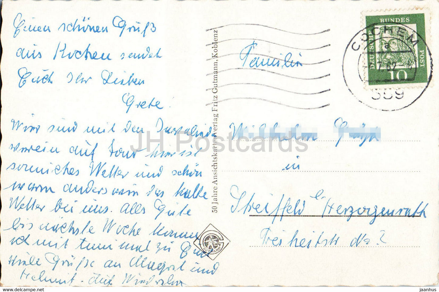 Gruss aus Cochem ad Mosel – 1962 – Deutschland – gebraucht