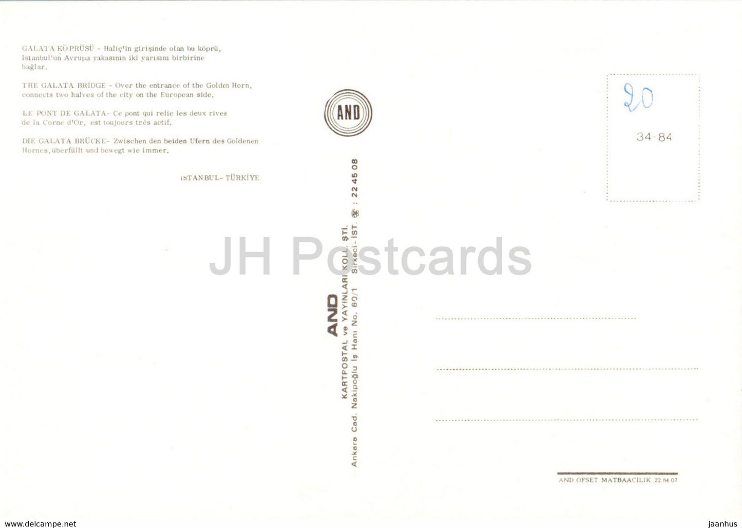 Istanbul - The Galata Bridge - ship - AND - Turkey - unused