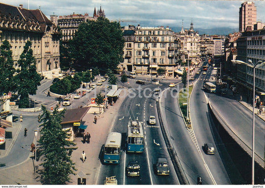 Lausanne - Place Chauderon et Rue des Terreaux - trolleybus - bus - cars - 1603 - Switzerland - unused - JH Postcards