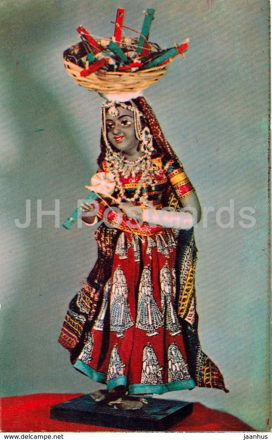 Seller of Musical Instruments from Gujarat States Western India - folk costumes - doll - 1968 - Russia USSR - unused - JH Postcards