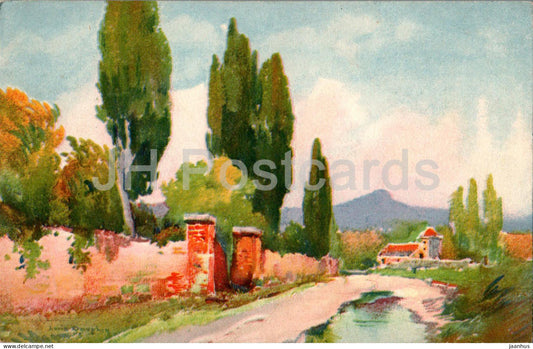 The Road - illustration - 67 - old postcard - Switzerland - unused - JH Postcards