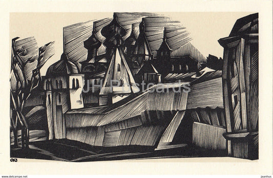 Suzdal - view from the Intercession Monastery - illustration by A. Kalashnikov - 1969 - Russia USSR - unused - JH Postcards