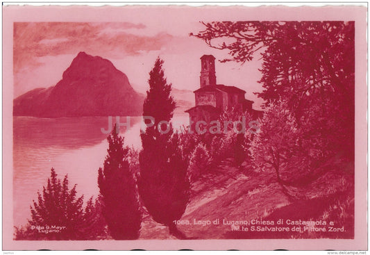 Lago di Lugano , Chiesa di Castagnola - church - Switzerland - unused - JH Postcards